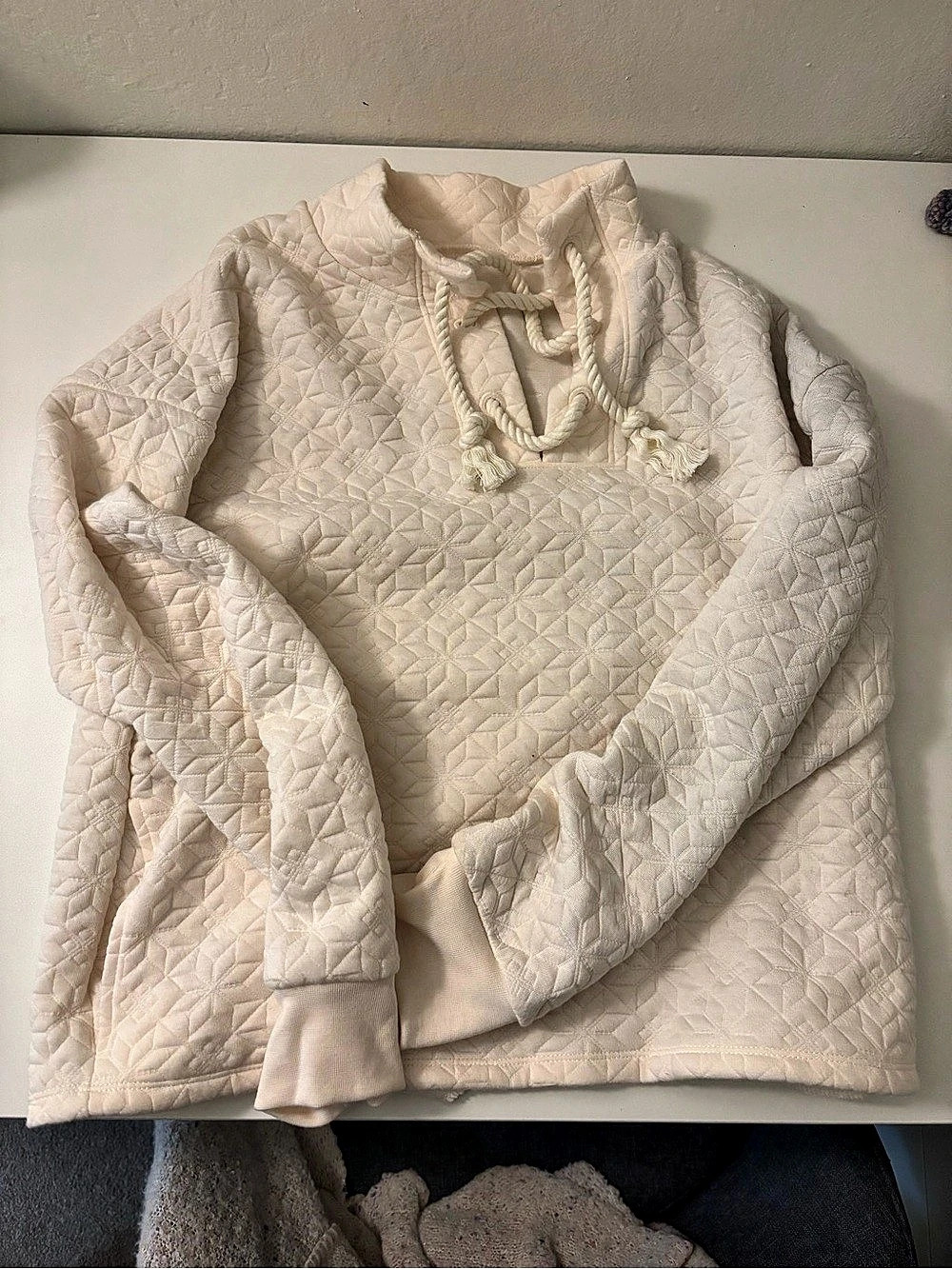 Madewell Quilted-Knit Lace-Up Sweatshirt White Small